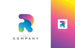 r Logo Brief mit Regenbogen lebendigen schönen Farben. r bunte trendige Buchstaben lila und Magenta Logo. vektor