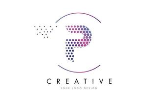 p rosa Magenta gepunktete Blase Buchstaben Logo Design Vektor