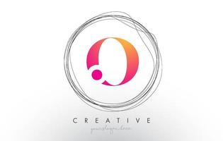 künstlerisches o-Brief-Logo-Design mit kreativem kreisförmigem Drahtrahmen drumherum vektor
