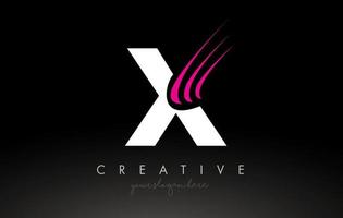 x weißes und rosafarbenes Swoosh-Brief-Logo-Briefdesign mit kreativer Konzeptvektoridee vektor