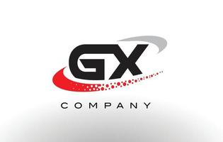 gx modernes Buchstaben-Logo-Design mit rot gepunktetem Swoosh vektor