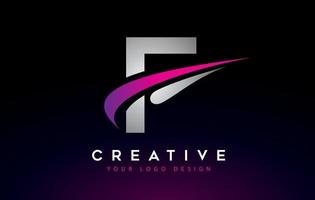 Kreatives f-Brief-Logo-Design mit Swoosh-Symbolvektor. vektor