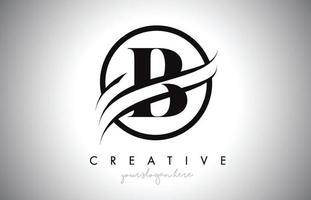 b-Brief-Logo-Design mit Kreis-Swoosh-Grenze und kreativem Icon-Design. vektor