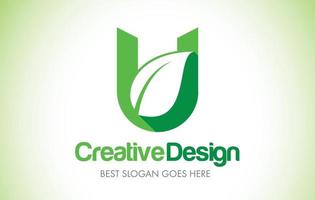 u gröna blad brev design logotyp. eco bio leaf brev ikon illustration logotyp. vektor