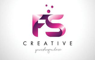 fs brief logo design mit lila farben und punkten vektor