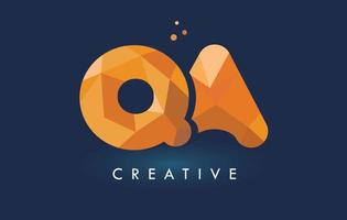 qa-Brief mit Origami-Dreieck-Logo. kreatives gelb-oranges Origami-Design. vektor