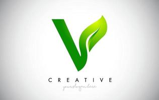 v blad brev logotyp ikon design i gröna färger vektorillustration. vektor