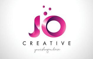 Jo-Brief-Logo-Design mit lila Farben und Punkten vektor