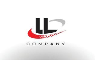 ll modernes Buchstaben-Logo-Design mit rot gepunktetem Swoosh vektor