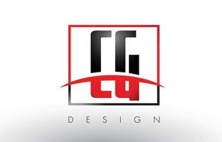 cg cg logotypbokstäver med röda och svarta färger och swoosh. vektor