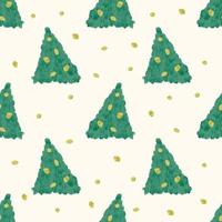 nahtloser handgezeichneter Weihnachtsmusterhintergrund mit grüner Kiefer aus Ölfarbe vektor