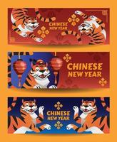 uppsättning kinesiska nyåret banderoller vektor