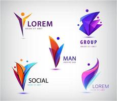 Vektor-Menschen-Logo-Set, Mensch, Familie, soziale Gruppensymbole vektor