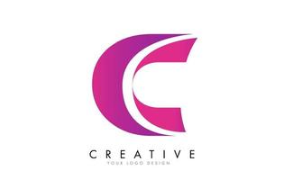 c-Brief-Logo-Design mit Bandeffekt und leuchtend rosa Farbverlauf. vektor