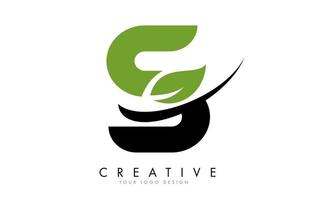 bokstaven s med löv och kreativ swoosh-logotypdesign. vektor