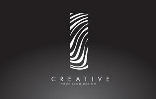 Ich schreibe Logo-Design mit Fingerabdruck, schwarz-weißem Holz oder Zebra-Textur auf schwarzem Hintergrund. vektor