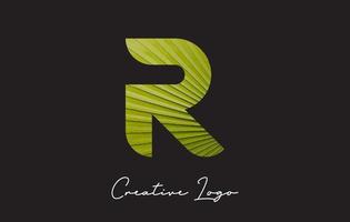 r-Brief-Logo mit Palmenblatt-Musterdesign. vektor