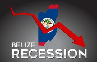 karta över belize recession ekonomisk kris kreativt koncept med ekonomisk kraschpil. vektor