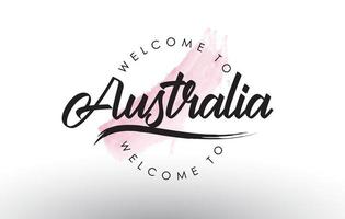 australien willkommen zum text mit aquarell rosa pinselstrich vektor