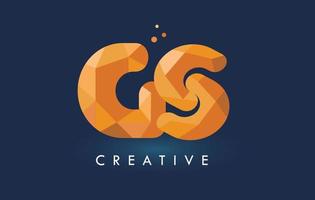 gs-Brief mit Origami-Dreieck-Logo. kreatives gelb-oranges Origami-Design. vektor