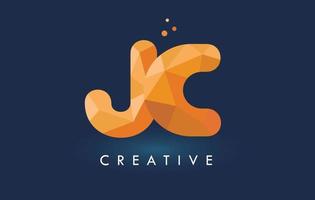 jc Brief mit Origami-Dreieck-Logo. kreatives gelb-oranges Origami-Design. vektor