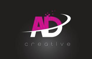 Werbeanzeige kreatives Buchstabendesign mit weißen rosa Farben vektor