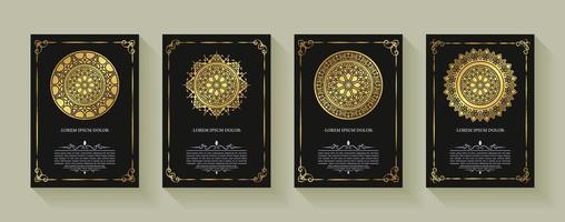 elegante goldene Mandala-Grußkarte mit Ornamentmuster-Design vektor