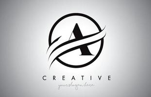 ein Brieflogo-Design mit Kreis-Swoosh-Grenze und kreativem Icon-Design. vektor