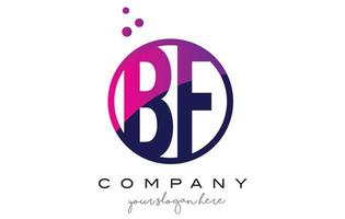 bf bf Kreisbuchstabe Logo-Design mit lila Punkten Blasen vektor