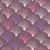 mehrfarbige Linie lila Blüten. süßes nahtloses Muster mit rosa Doodle. Textur, Textilien, Kindertapete. vektor