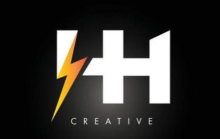 hh-Brief-Logo-Design mit Blitz-Donnerbolzen. elektrisches Bolzen-Buchstaben-Logo vektor