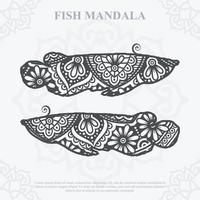 fisk mandala. boho stilelement. djur boho stil ritade. vektor illustration.