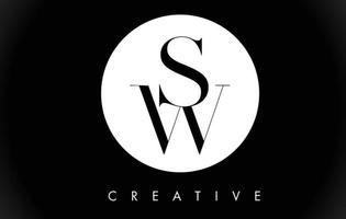 sw brev design logotyp med svarta och vita färger vektor. vektor