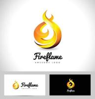 Feuerflammenlogo. 3D-Feuer-Logo-Konzept. Flammensymbol vektor