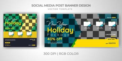 semester resor banner pack sociala medier post vektor mall design bunt