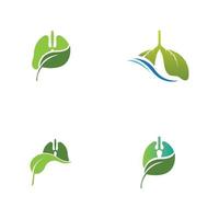 gröna lungor vektor logotyp illustration designmall, denna logotyp med blad.