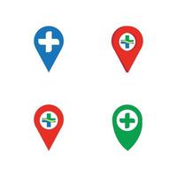 karta pekaren ikon med kors sjukhus symbol position vektor