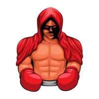 Boxer-Athlet auf Hoodie. Boxsport Maskottchen Charakter Cartoon Illustration Vektor