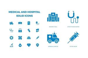medicinsk och sjukhus ikon i solid stil vektor