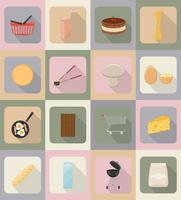 mat och objekt platt ikoner vektor illustration