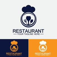 Restaurantlogo mit Löffel- und Gabelsymbol, Menüdesign-Essengetränkekonzept für Caférestaurant vektor