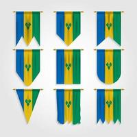 Saint Vincent och grenadinernas flagga i olika former, Saint Vincents flagga och grenadinerna i olika former vektor
