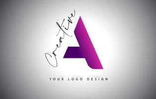 kreativ bokstav en logotyp med lila gradient och kreativ bokstavsskärning. vektor