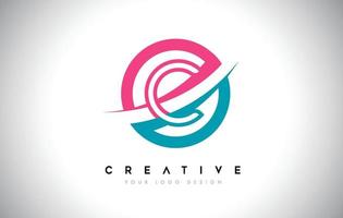 c-Brief-Design-Logo-Symbol mit Kreis- und Swoosh-Design-Vektor und blau-rosa Farbe. vektor