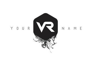 VR-Brief-Logo-Design mit schwarzer Tinte vektor