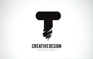t brev logotyp design penseldrag. konstnärligt svart penseldrag. vektor