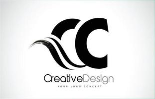 cc cc kreativ borste svart bokstäver design med swoosh vektor