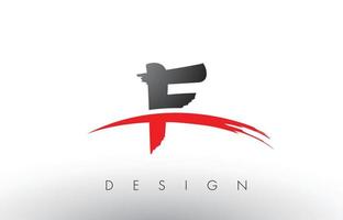 f brush logobokstäver med röd och svart swoosh borste fram vektor
