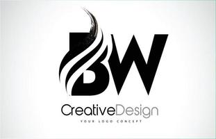 bw bw kreatives Pinseldesign mit schwarzen Buchstaben mit Swoosh vektor