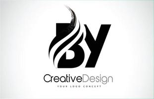 von by Creative Brush Black Letters Design mit Swoosh vektor